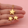 18K Gold Plated Star Pendant Women Wedding High Quality Jewelry Set Earrings and Necklace